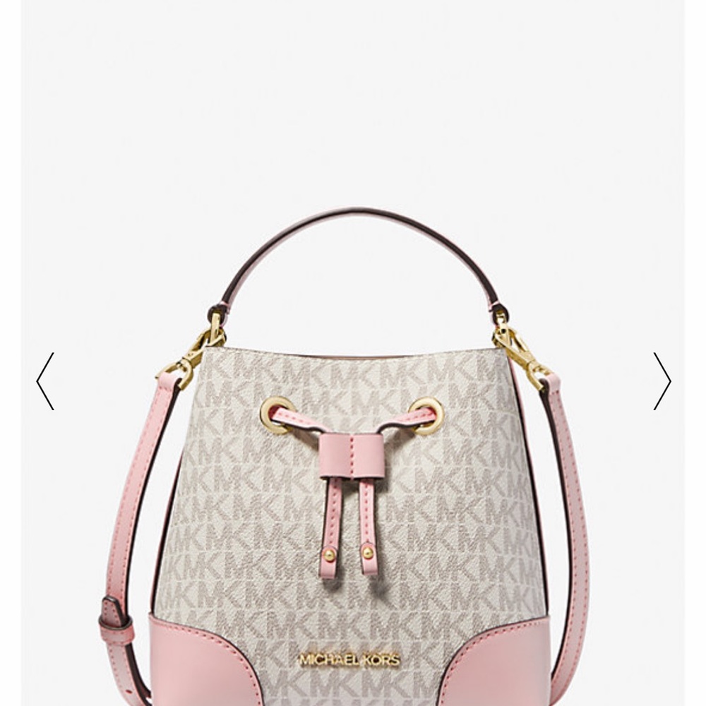 Michael Kors Mini Bucket Tote Pink Signature MK Bag